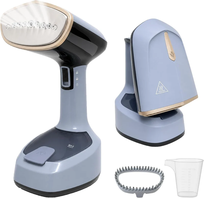 Blue IMUXYUQ steamer shown upright and folded